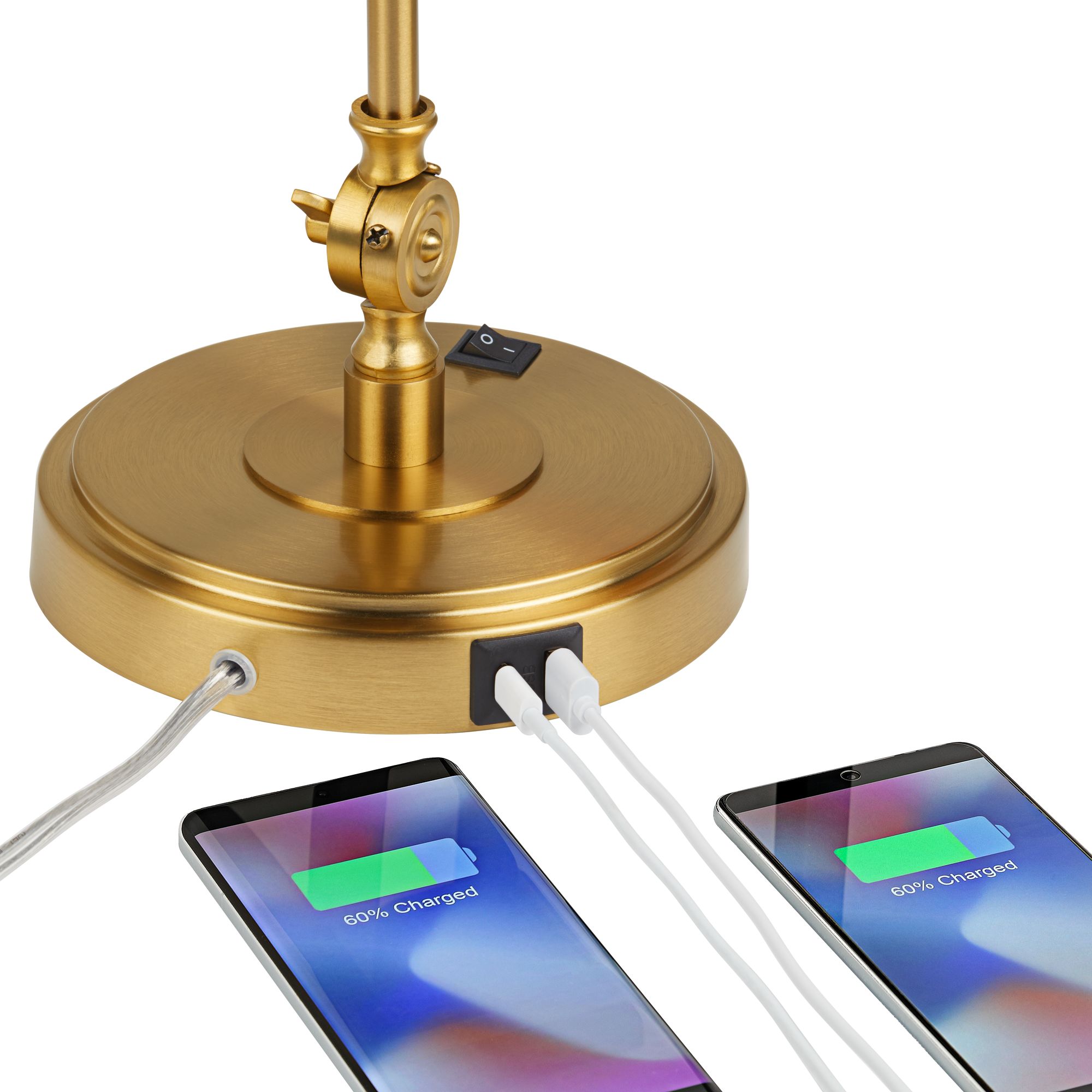 Watch A Video About the Wray Warm Antique Gold Modern Luxe Adjustable USB Desk Lamp