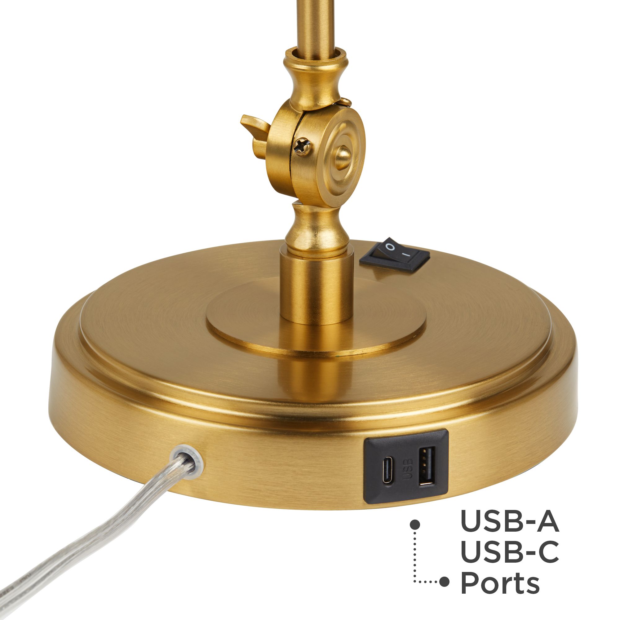 Watch A Video About the Wray Warm Antique Gold Modern Luxe Adjustable USB Desk Lamp