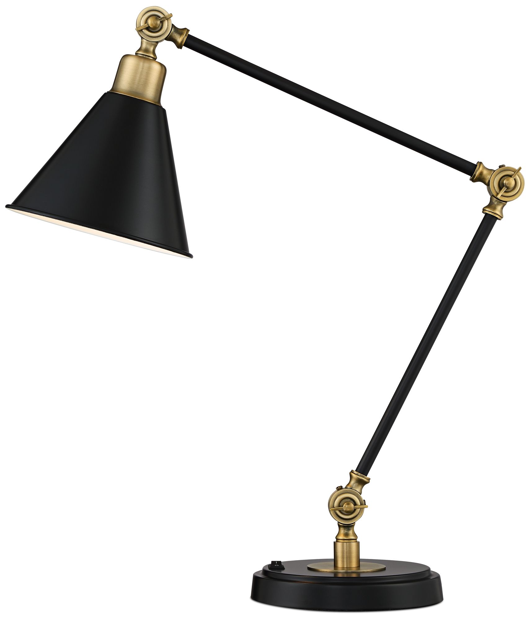 Image 3 Possini Euro Wray Black Antique Brass Adjustable USB Desk Lamp