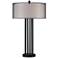 Possini Euro Wyatt Black Table Lamp with USB Ports and Outlet