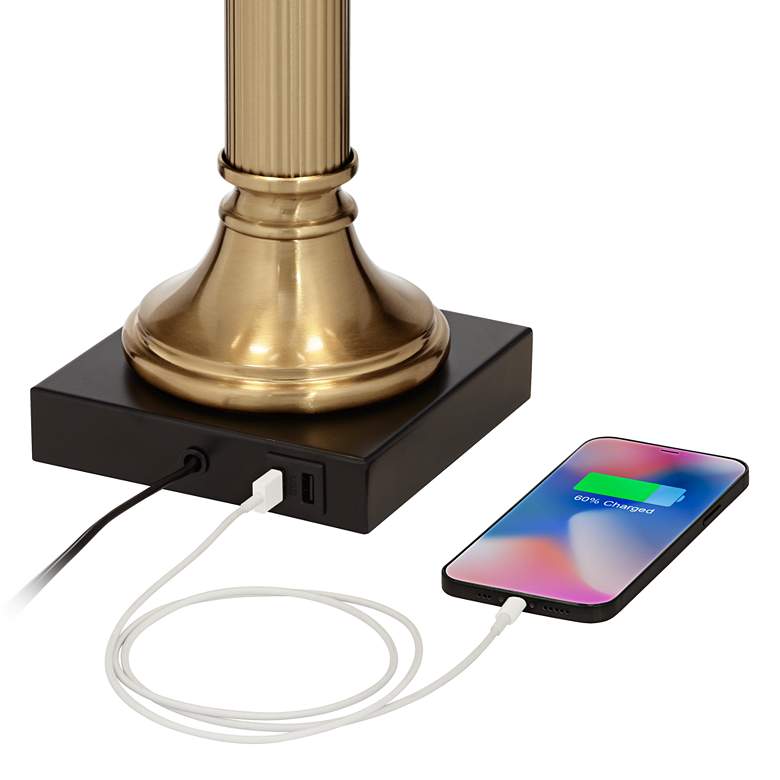 Image 4 Possini Euro Wynne 30" Gold and Black 2-Light Lamp with Dual USB Ports more views