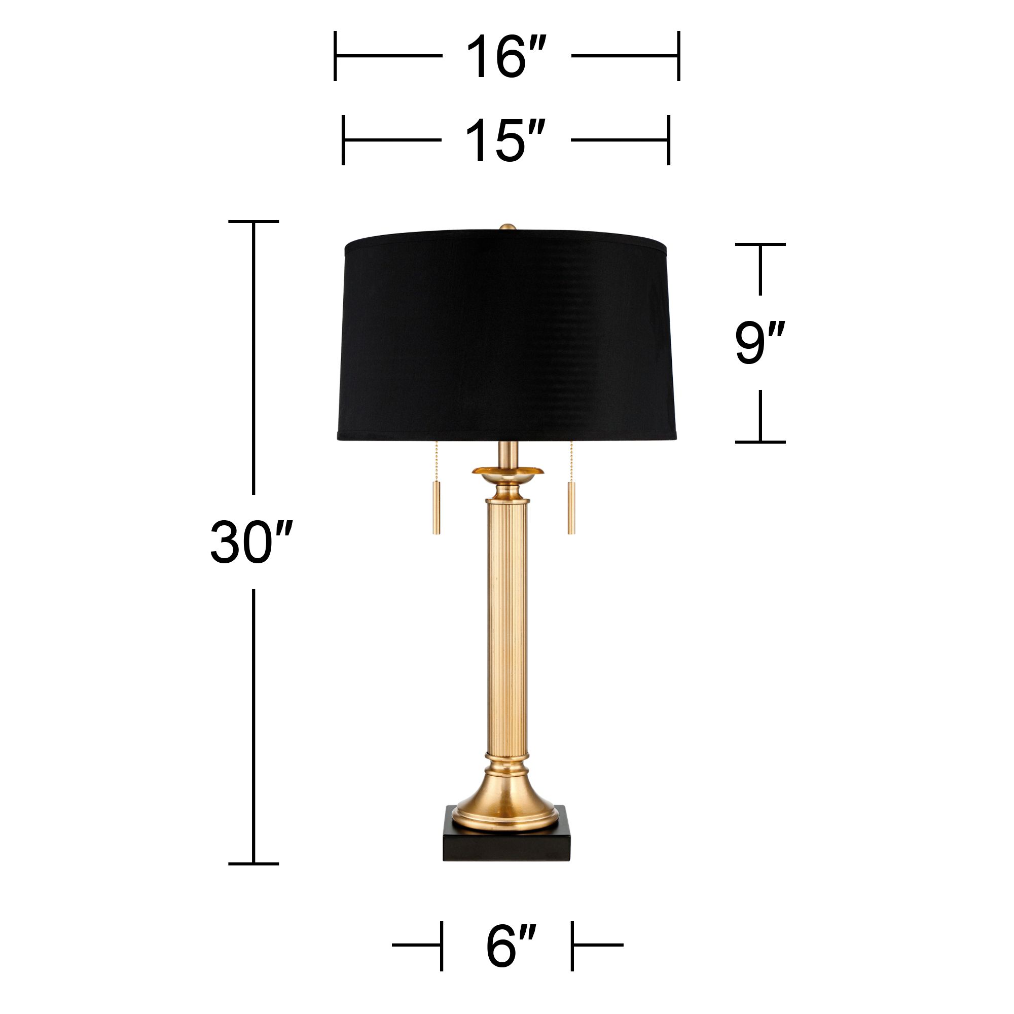 Possini Euro Wynne 30" Gold and Black 2-Light Lamp with Dual USB Ports