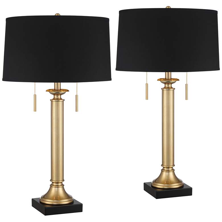 Image 2 Possini Euro Wynne 30 inch High Gold and Black Dual USB Lamps Set of 2