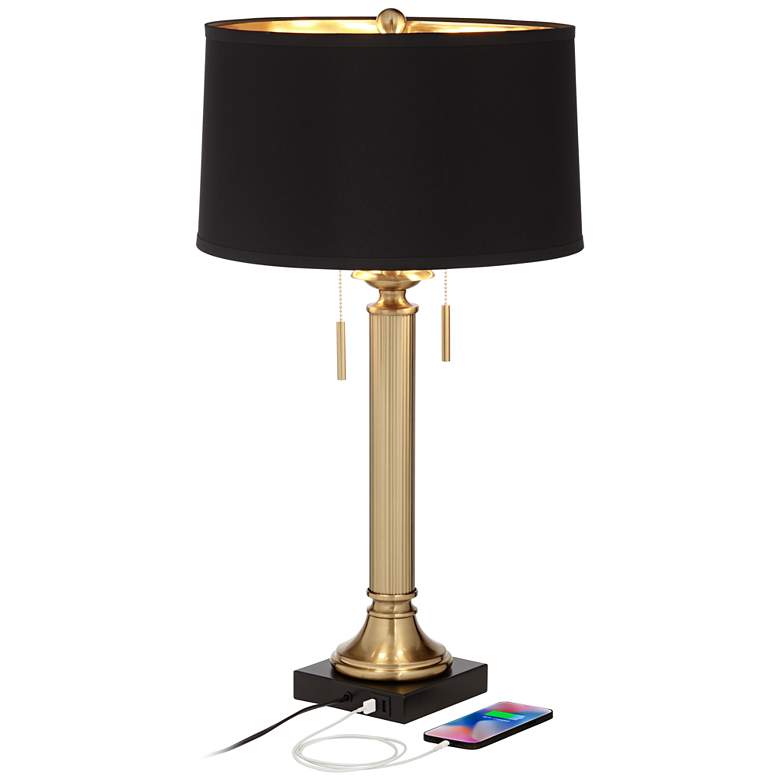 Image 3 Possini Euro Wynne 30 inch High Gold and Black Dual USB Lamps Set of 2 more views