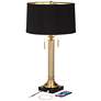 Possini Euro Wynne Warm Gold and Black 2-Light Desk Lamp with Dual USB Port