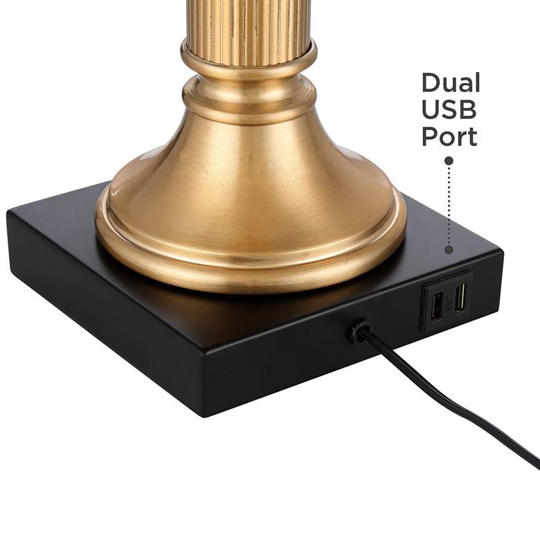 Possini Euro Wynne Warm Gold and Black 2-Light Desk Lamp with Dual USB Port more views