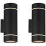 2_Possini Euro Wynnsboro 12"H Black Up/Down Outdoor Wall Light Set of 2