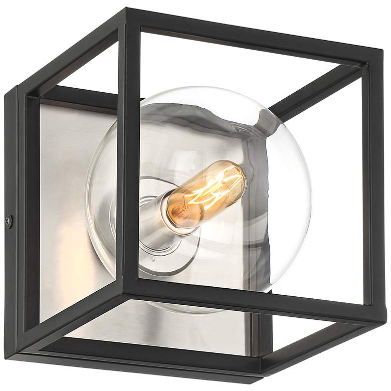 Image 1 Possini Euro Yara 6 1/2" High Black Bubble Globe Sconce