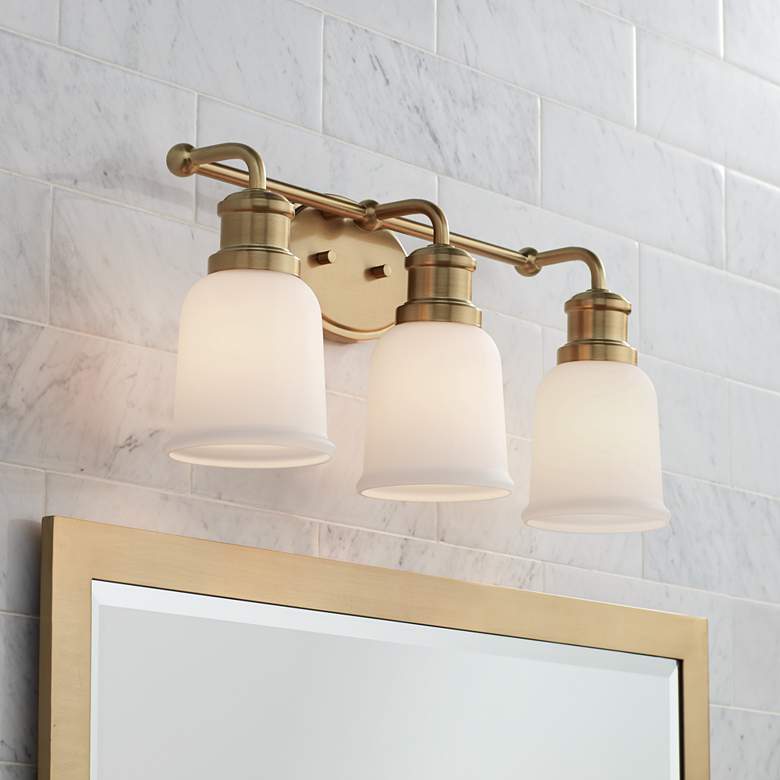 Image 1 Possini Euro Yorkton 21 3/4"W Soft Gold 3-Light Bath Light