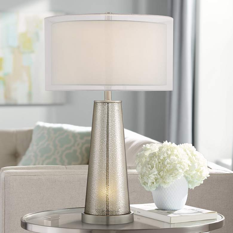 Image 1 Possini Euro Zara Nickel Mercury Glass Night Light Table Lamp
