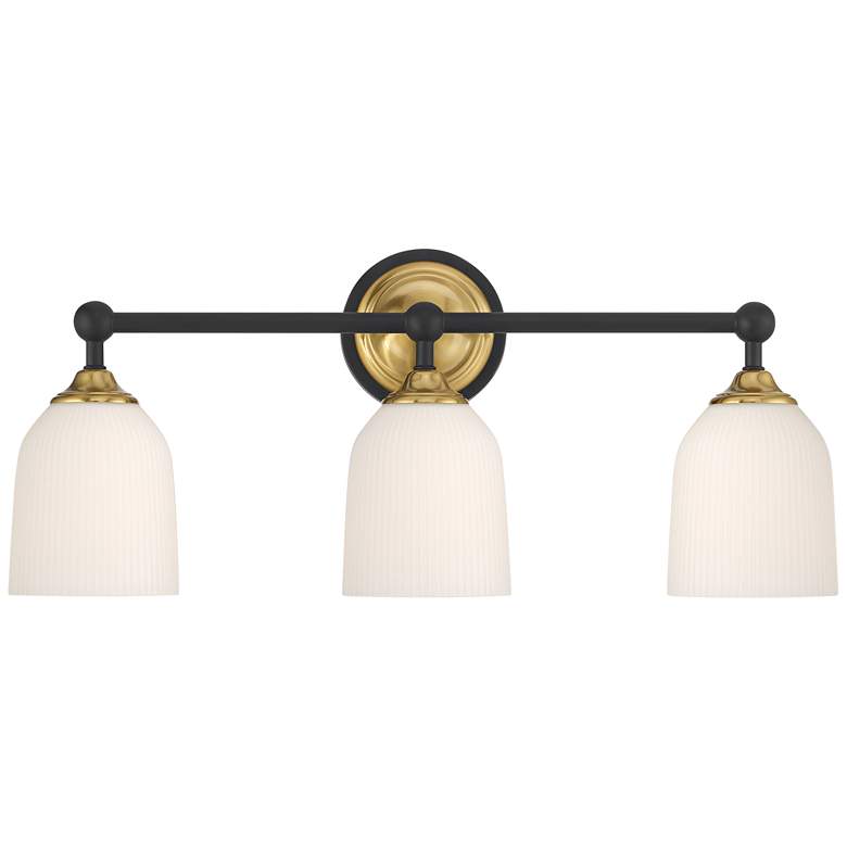 Image 2 Possini Euro Zaragoza 23" Wide Gold and Black 3-Light Bath Light