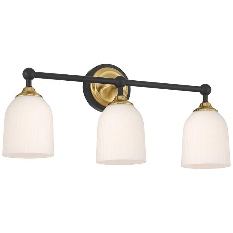 Image 6 Possini Euro Zaragoza 23" Wide Gold and Black 3-Light Bath Light more views
