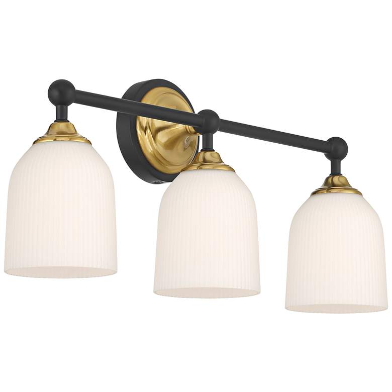 Image 7 Possini Euro Zaragoza 23" Wide Gold and Black 3-Light Bath Light more views
