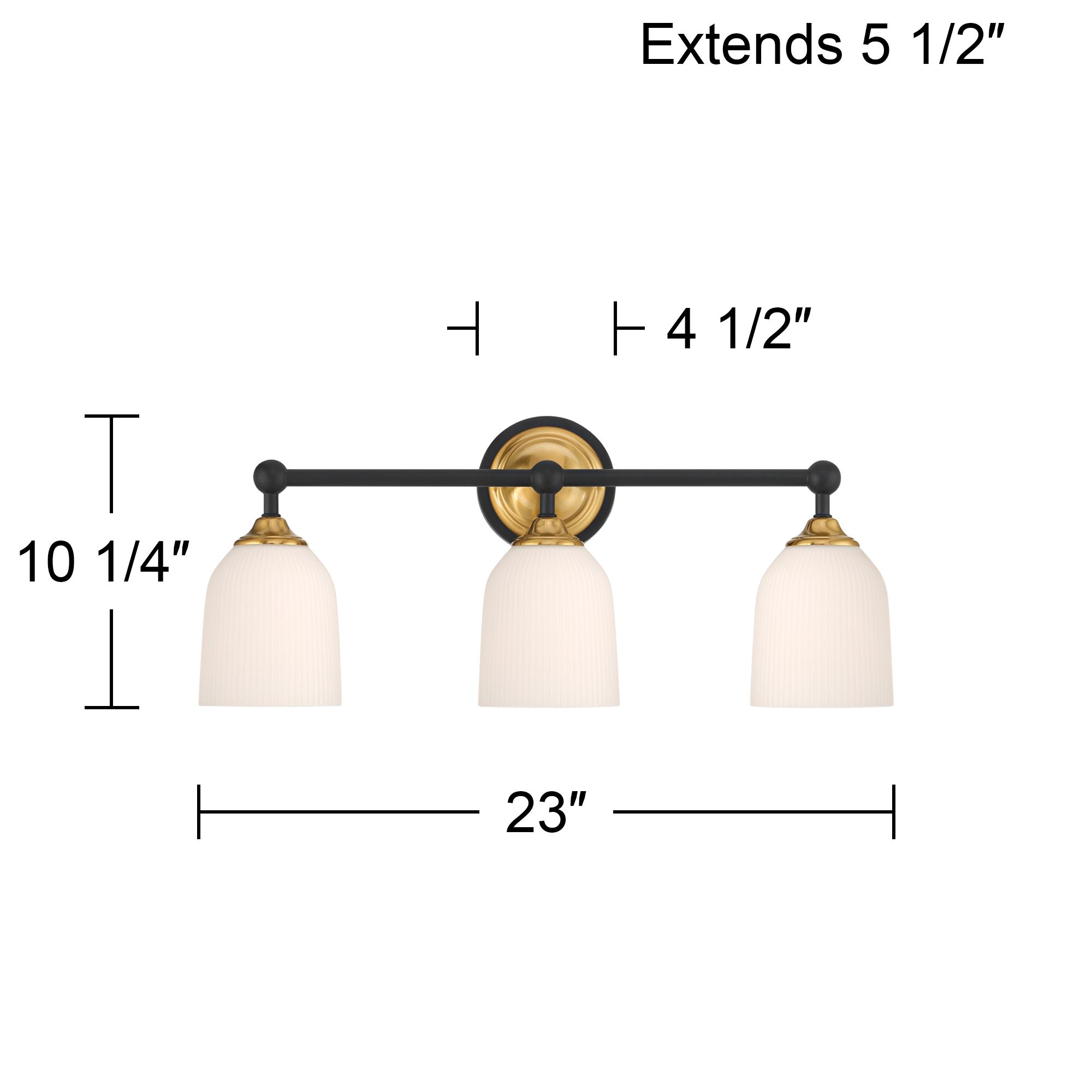 Possini Euro Zaragoza 23" Wide Gold and Black 3-Light Bath Light