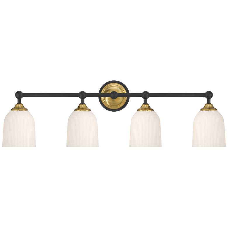 Image 2 Possini Euro Zaragoza 32" Wide Gold and Black 4-Light Bath Light