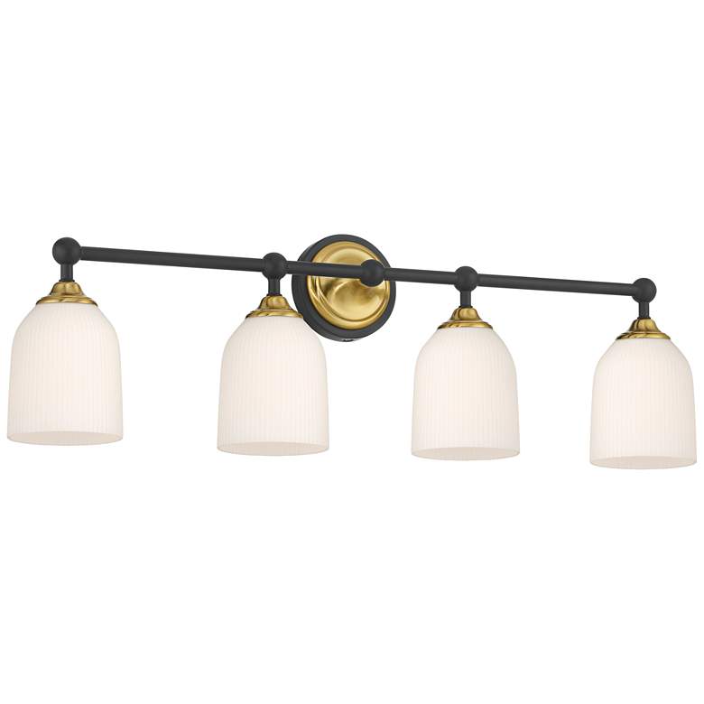 Image 6 Possini Euro Zaragoza 32" Wide Gold and Black 4-Light Bath Light more views