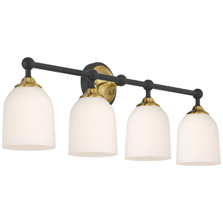 Image 7 Possini Euro Zaragoza 32" Wide Gold and Black 4-Light Bath Light more views