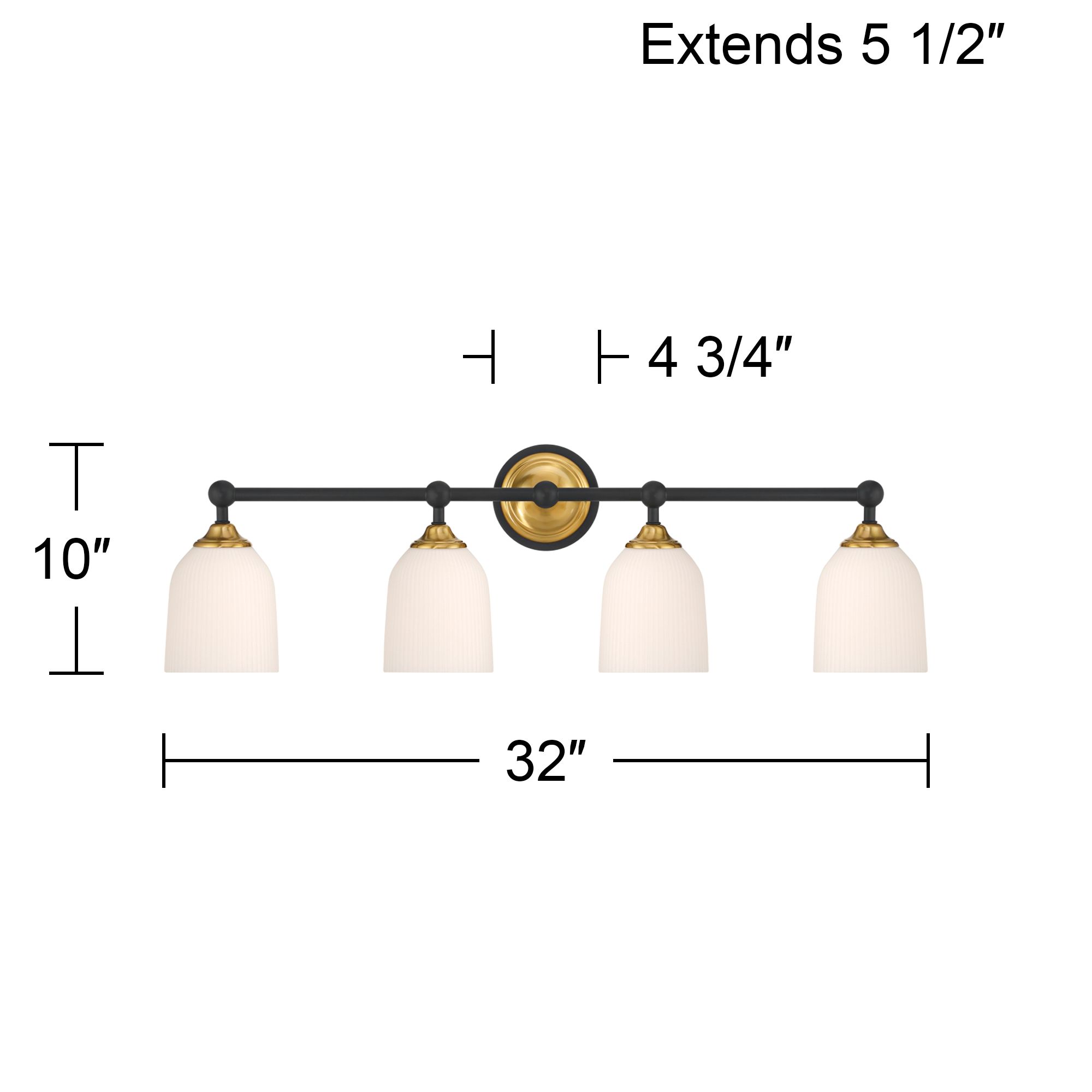 Possini Euro Zaragoza 32" Wide Gold and Black 4-Light Bath Light
