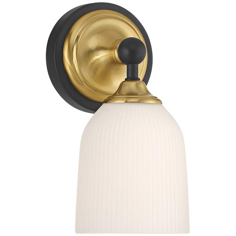 Image 1 Possini Euro Zaragoza 9 1/2" High Gold and Black Wall Sconce