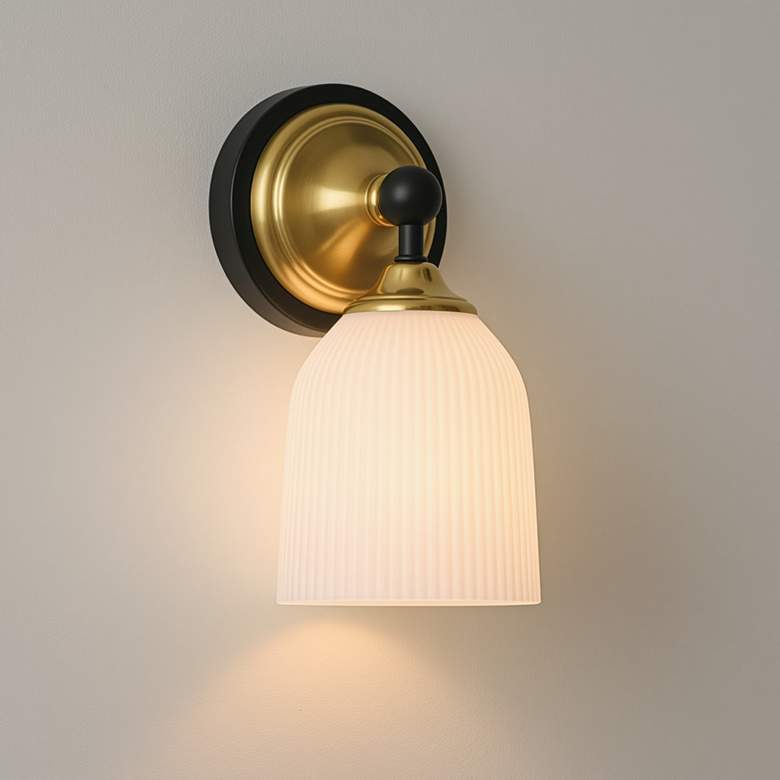 Image 1 Possini Euro Zaragoza 9 1/2" High Gold and Black Wall Sconce