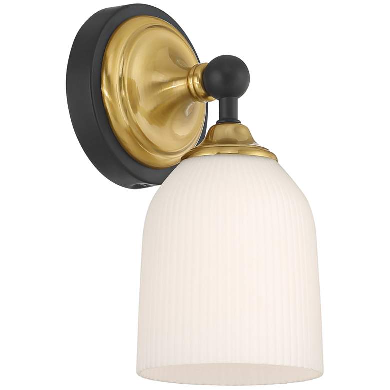 Image 6 Possini Euro Zaragoza 9 1/2" High Gold and Black Wall Sconce more views