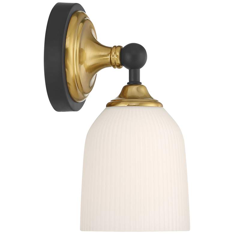Image 7 Possini Euro Zaragoza 9 1/2" High Gold and Black Wall Sconce more views