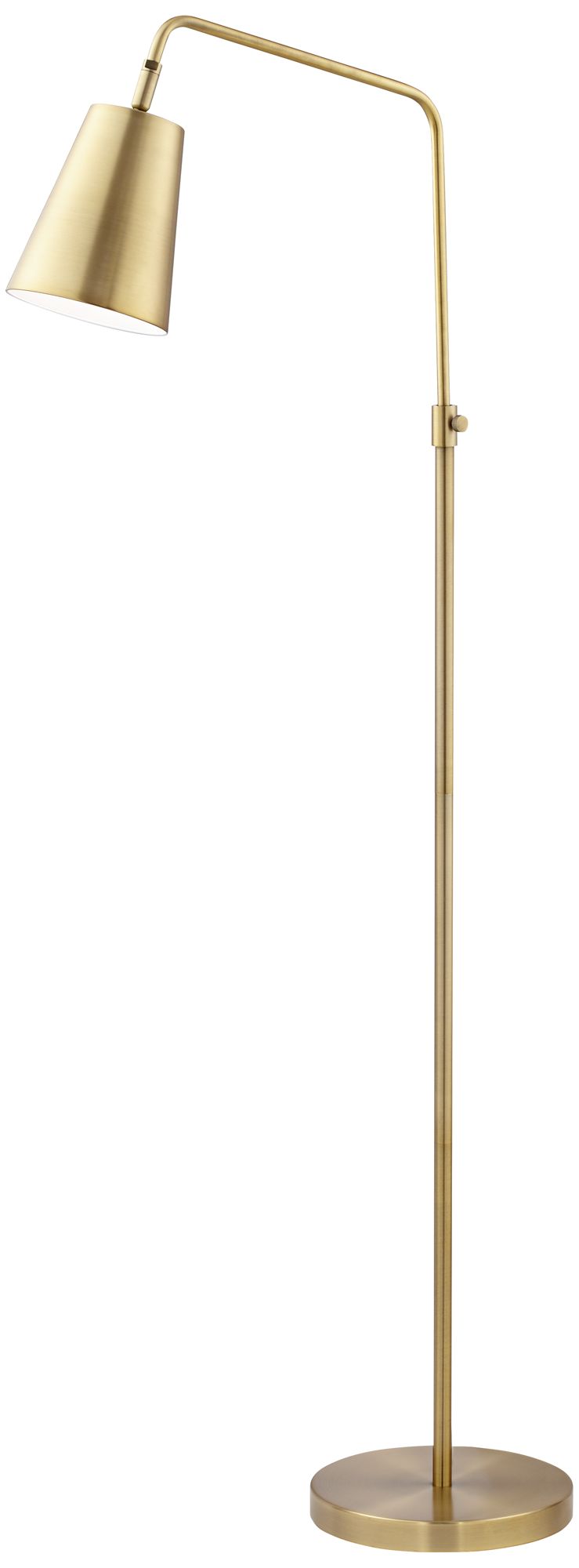 Image 2 Possini Euro Zella Adjustable Height Brass Finish Downbridge Floor Lamp