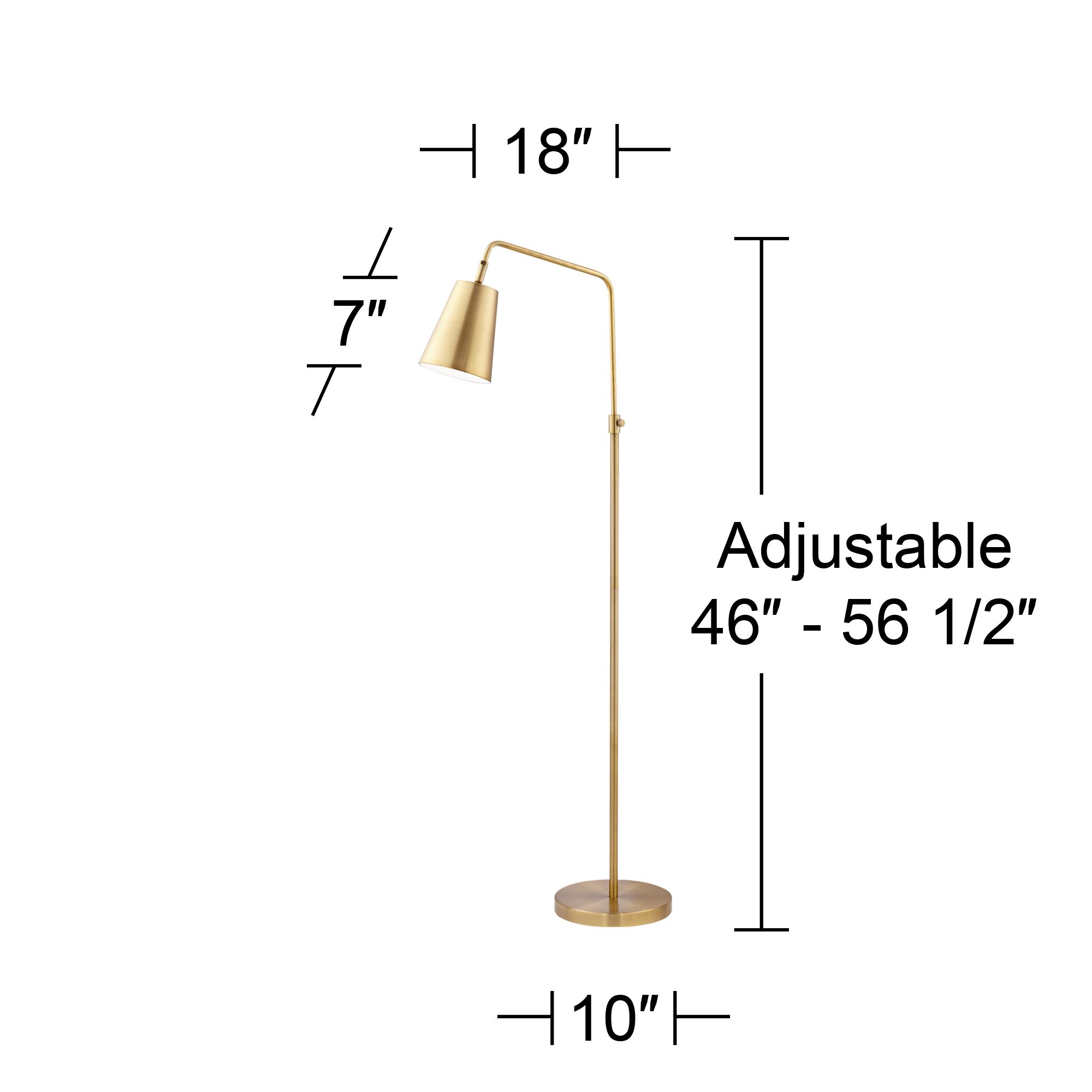 Image 3 Possini Euro Zella Adjustable Height Brass Finish Downbridge Floor Lamp more views