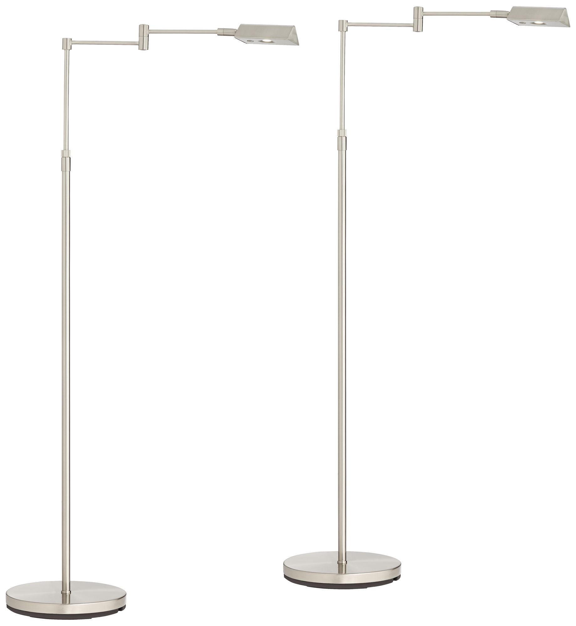 Image 2 Possini Euro Zema Nickel Swing Arm Modern LED Pharmacy Floor Lamps Set of 2