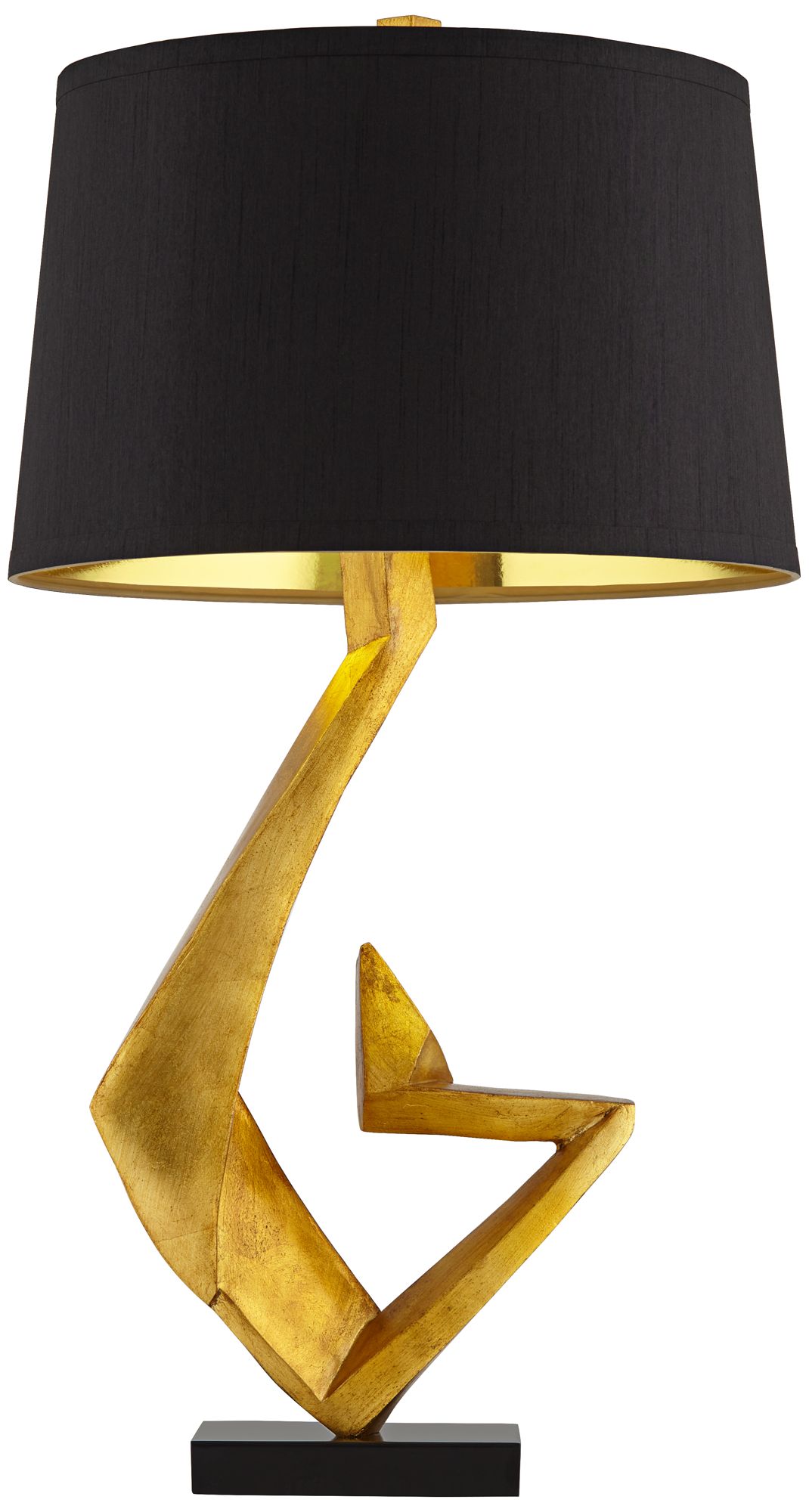 Watch A Video About the Possini Euro Zeus Black Shade Gold Leaf Sculpture Table Lamp