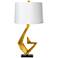 Possini Euro Zeus 29 1/2" Sculptural White Shade Gold Leaf Table Lamp