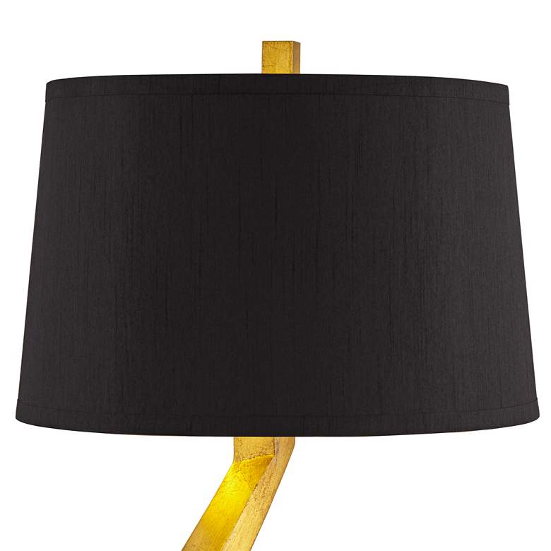Image 4 Possini Euro Zeus Gold Leaf Modern Table Lamps with Black Shades Set of 2 more views