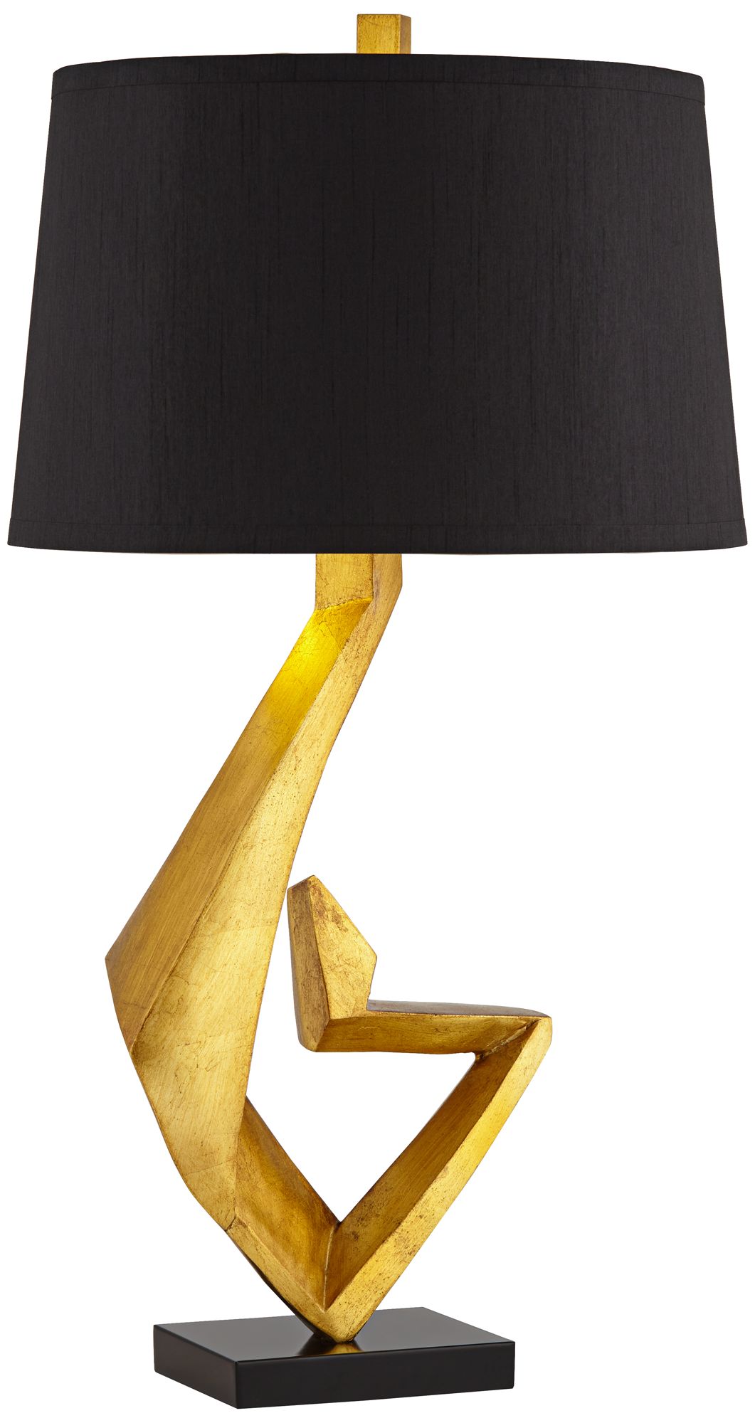 Watch A Video About the Possini Euro Zeus Black Shade Gold Leaf Sculpture Table Lamp