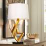 Possini Euro Zeus Gold Leaf Table Lamp with White Shade