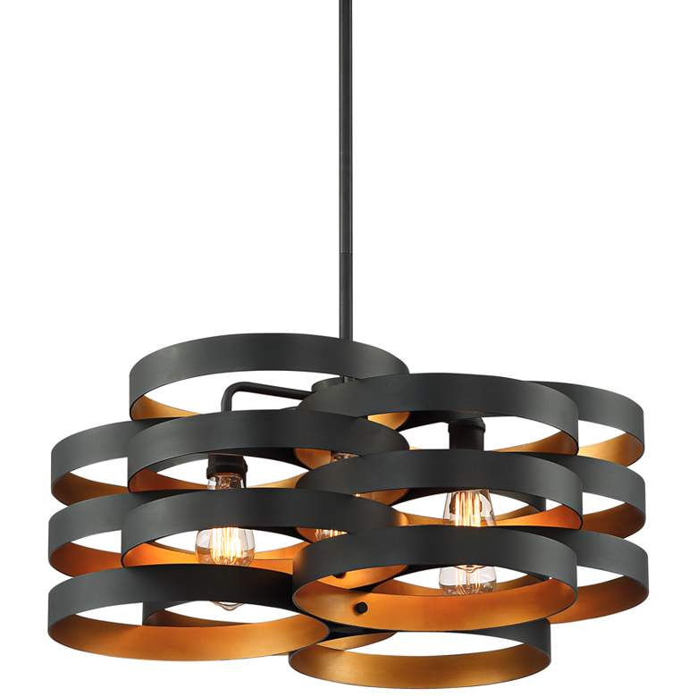 Image 3 Possini Euro Zia 25 1/2" Wide Black and Gold 6-Light Pendant