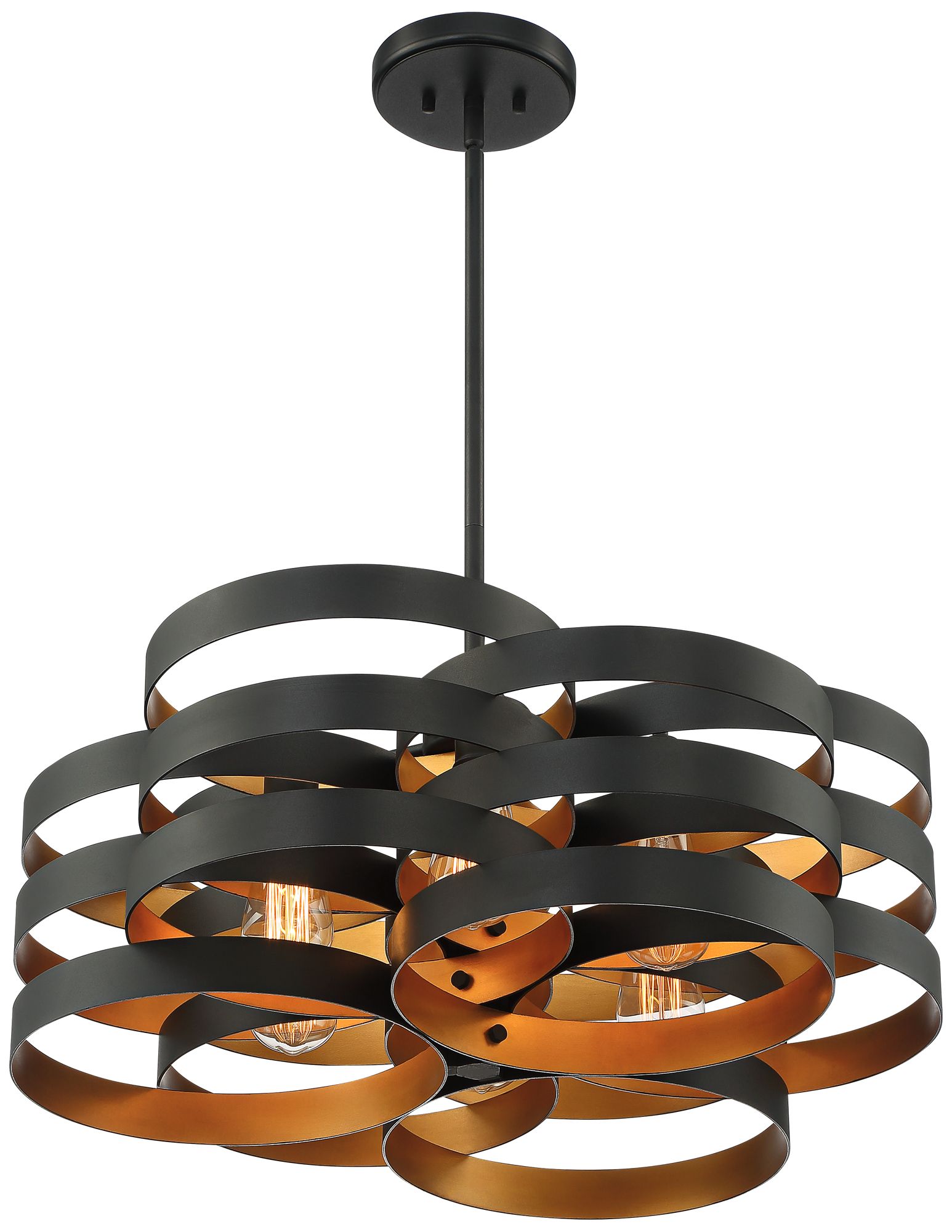 Possini Euro Zia 25 1/2" Wide Black and Gold 6-Light Pendant in scene