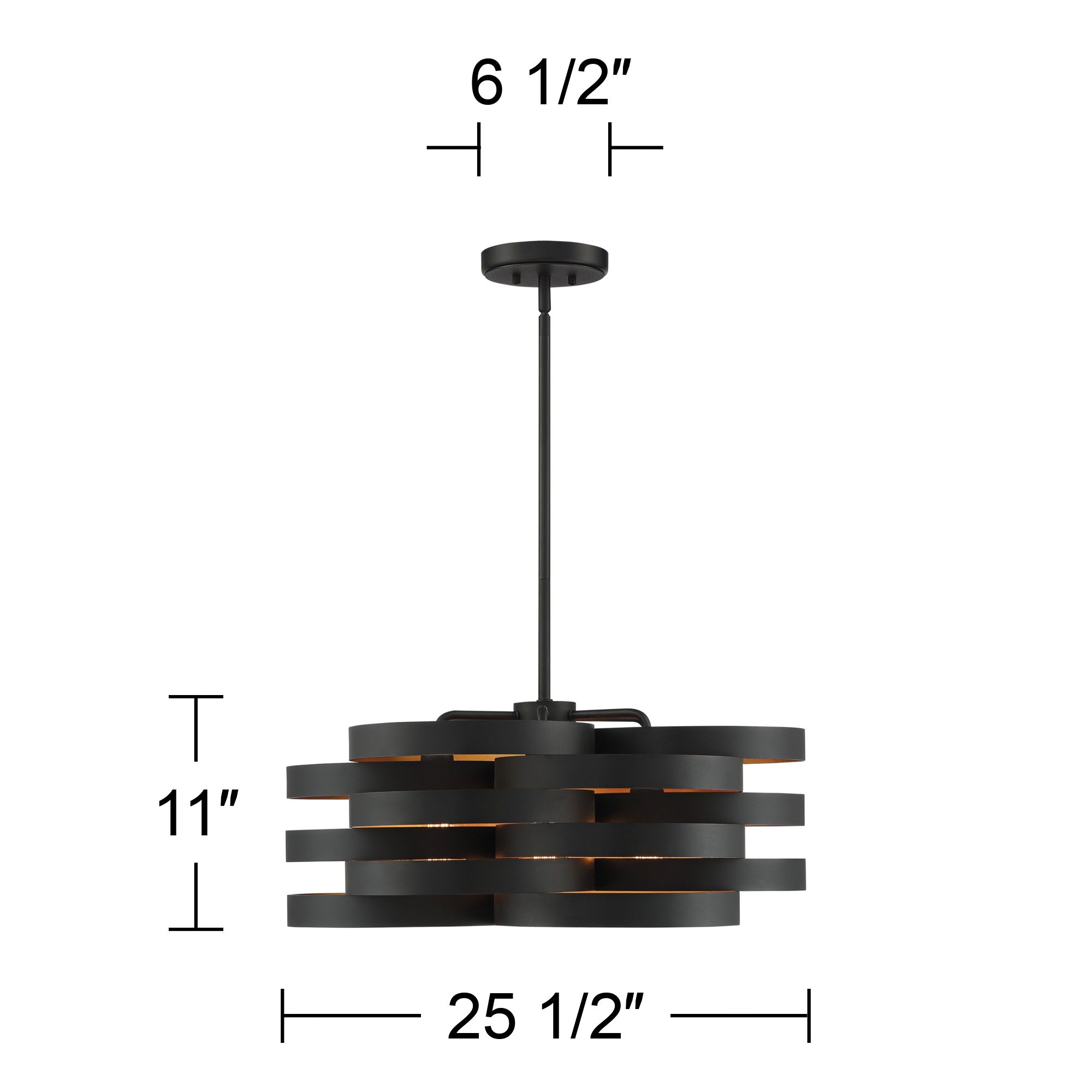 Possini Euro Zia 25 1/2" Wide Black and Gold 6-Light Pendant in scene
