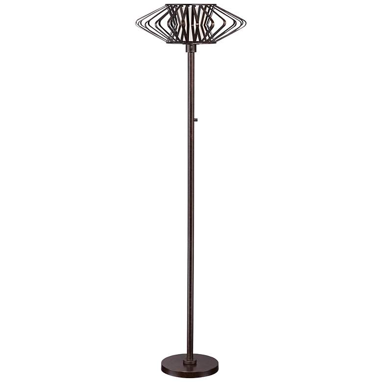 Image 1 Possini Euro Zodiac Open Cage Bronze Torchiere Floor Lamp