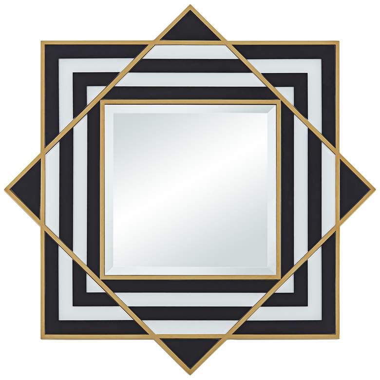 Image 3 Possini Euro Zorra 36 inch x 36 Modern Black and White Stripe Wall Mirror