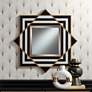 Possini Euro Zorra 36" x 36 Modern Black and White Stripe Wall Mirror in scene