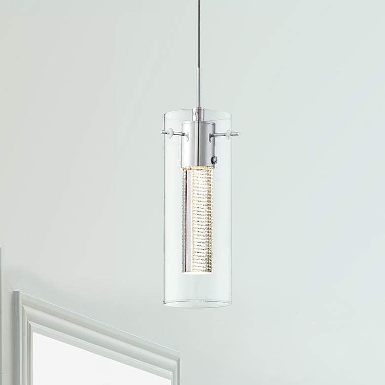 Image 1 Possini Euro Zuri Chrome 3"W Crystal LED Mini Pendant