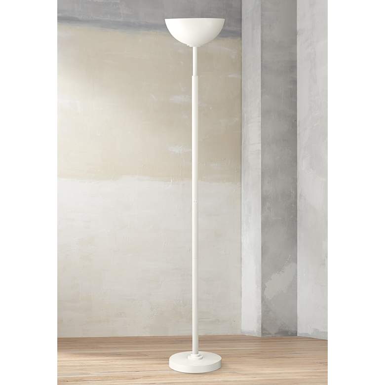 Image 1 Possini Glossy White Light Blaster&#174; Torchiere Floor Lamp