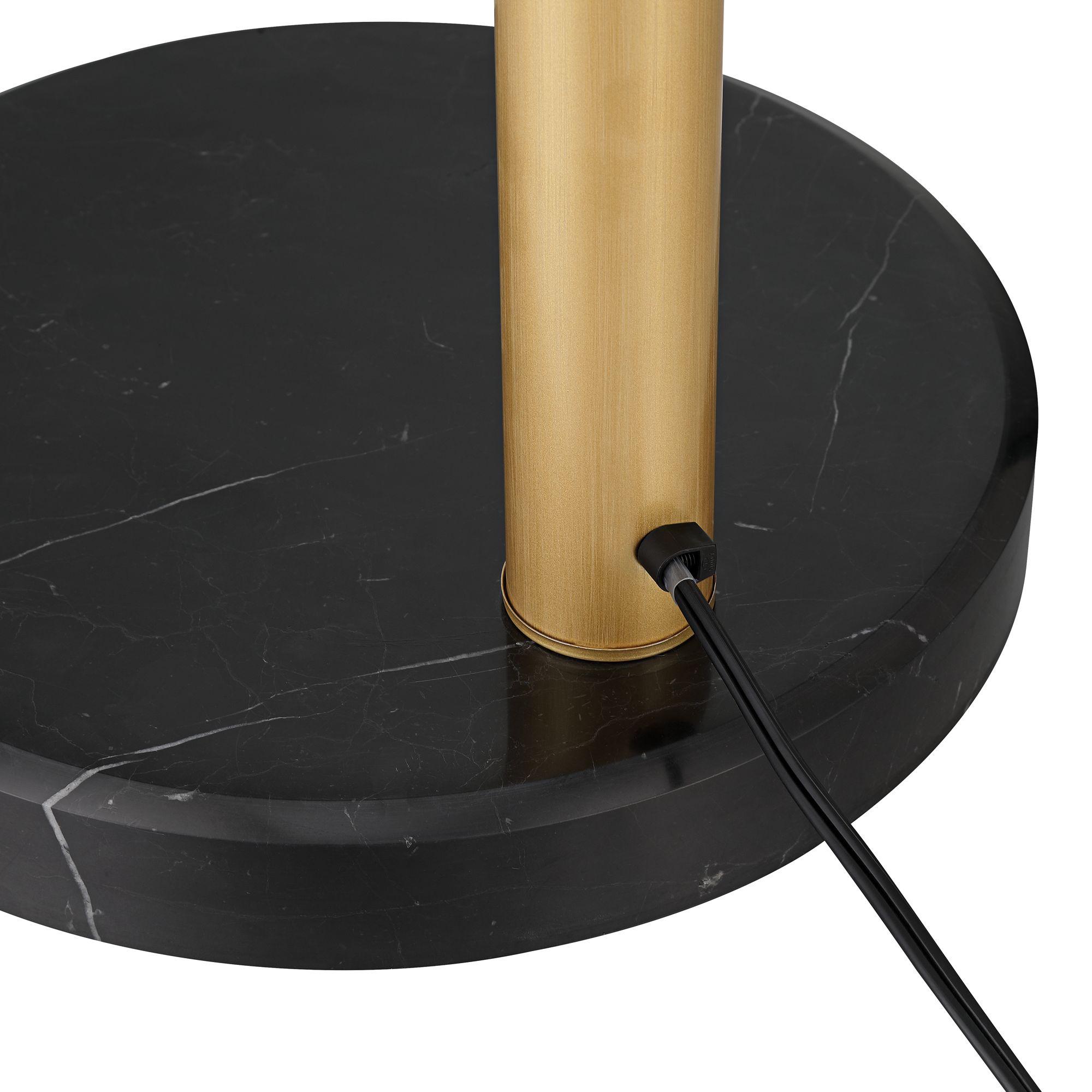 Possini Infini 78" 5-Light Marble Brushed Brass Modern Arc Floor Lamp in scene