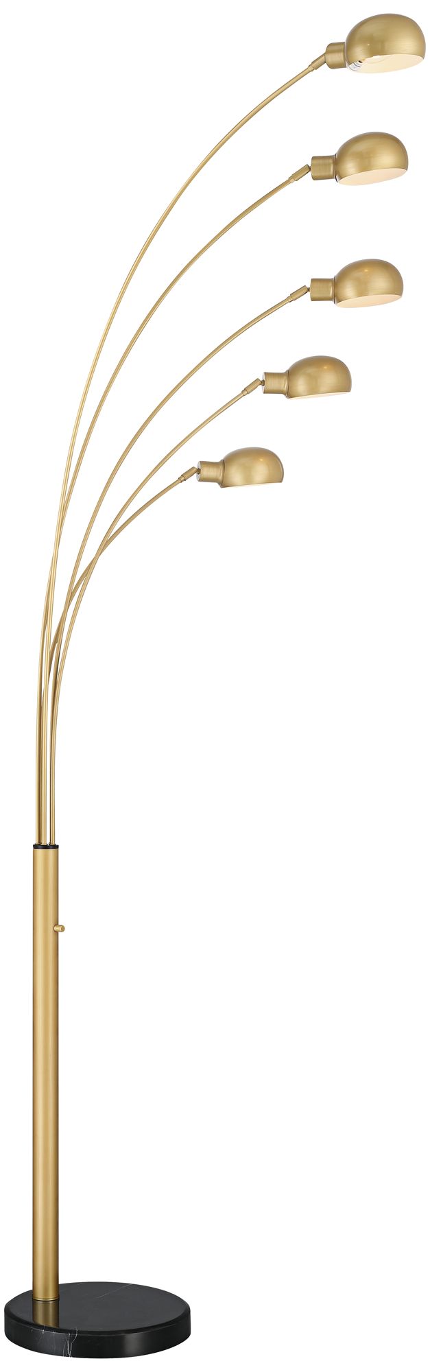 Possini Infini 78" 5-Light Marble Brushed Brass Modern Arc Floor Lamp in scene