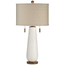 Image2 of Possini Kingston White Ceramic Table Lamp with USB Table Top Dimmer