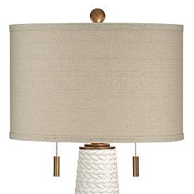 Image3 of Possini Kingston White Ceramic Table Lamp with USB Table Top Dimmer more views