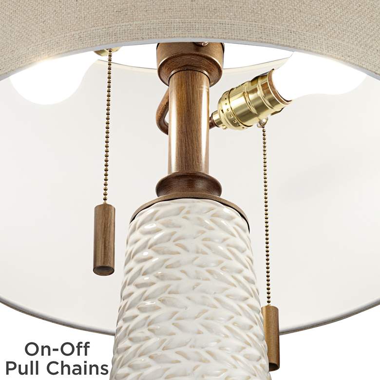 Image 5 Possini Kingston White Ceramic Table Lamp with USB Table Top Dimmer more views