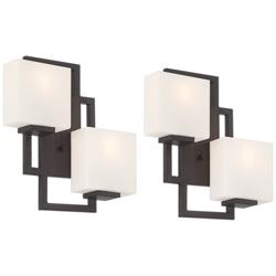 Possini Lighting on the Square 15 1/2&quot; Bronze Wall Sconces Set of 2