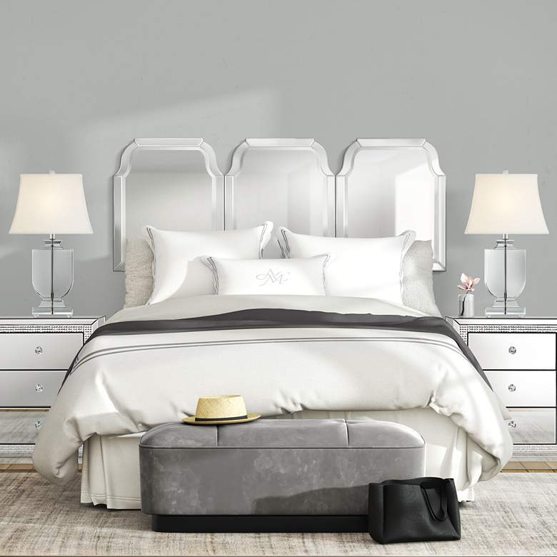 Image 1 Possini Lila Frameless Arch Top Queen Bed Headboard Mirrors Set of 3