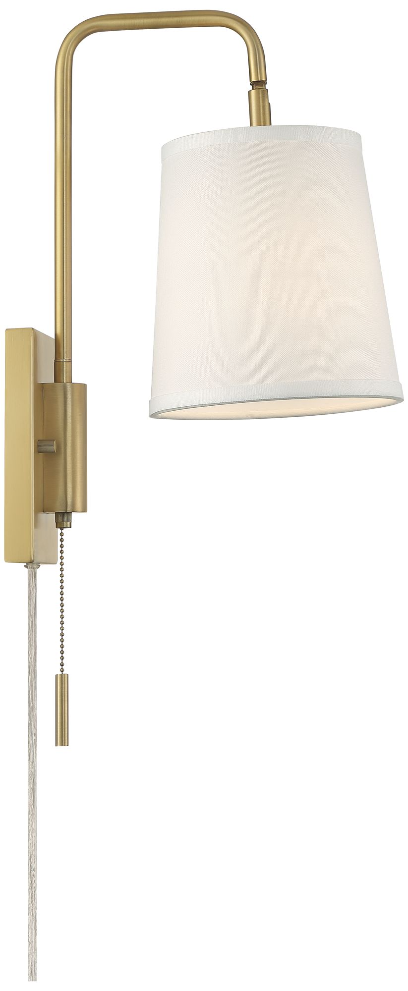 Possini Luca 15 1/2" Warm Brass Swing Arm Plug-In Wall Lamp in scene